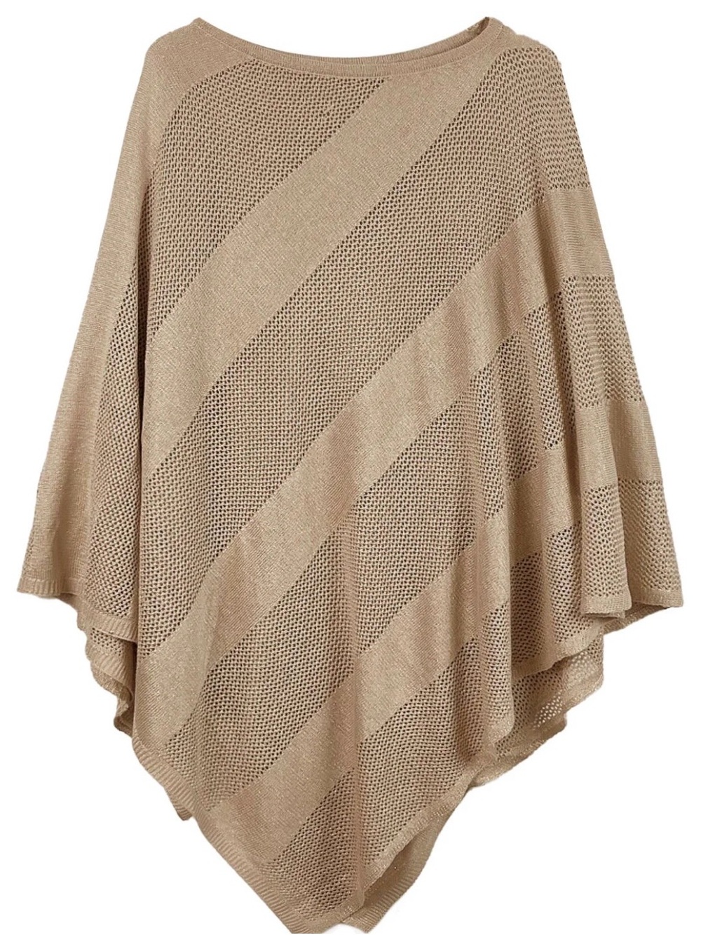 Lightweight Knit Poncho in Neutral Tan